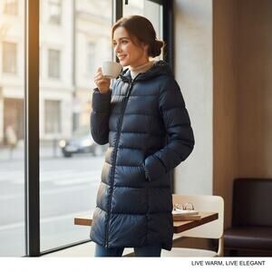 UNIQLO Ultra Light Women's Puffer Coat Feathers Down Packable Luxe Outerwear SM